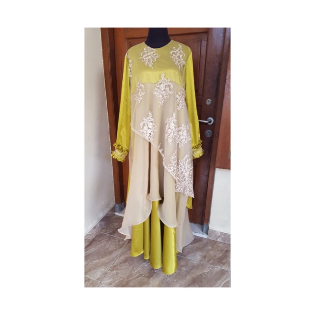 Dress pesta muslim brokat organza