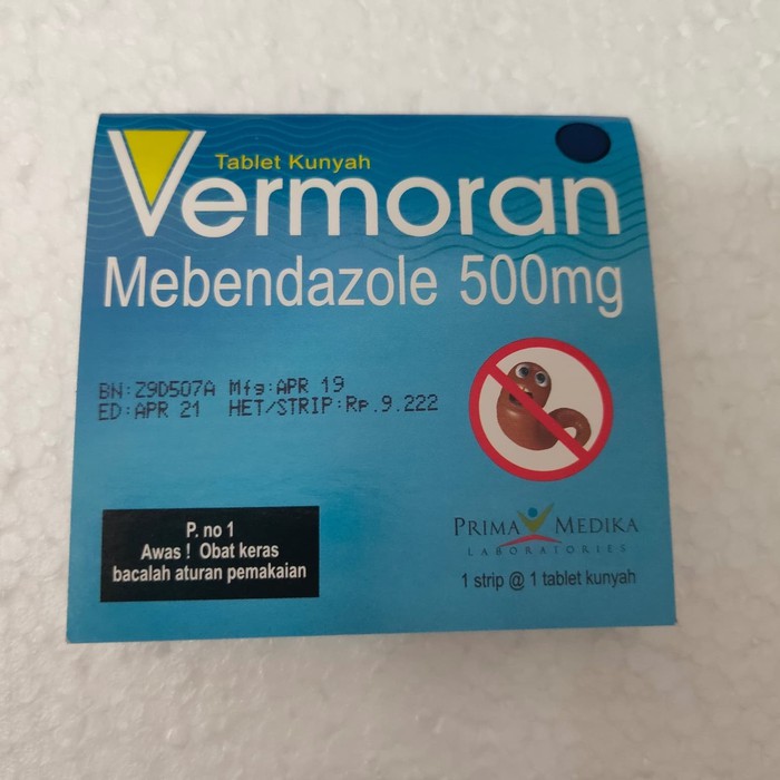 VERMORAN MEBENDAZOLE 500MG 1 1 STRIP / OBAT CACING