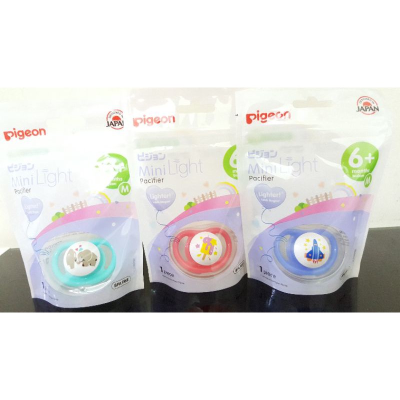 Empeng Pigeon Mini Light silicone Pacifier ada tutup S M L minilight