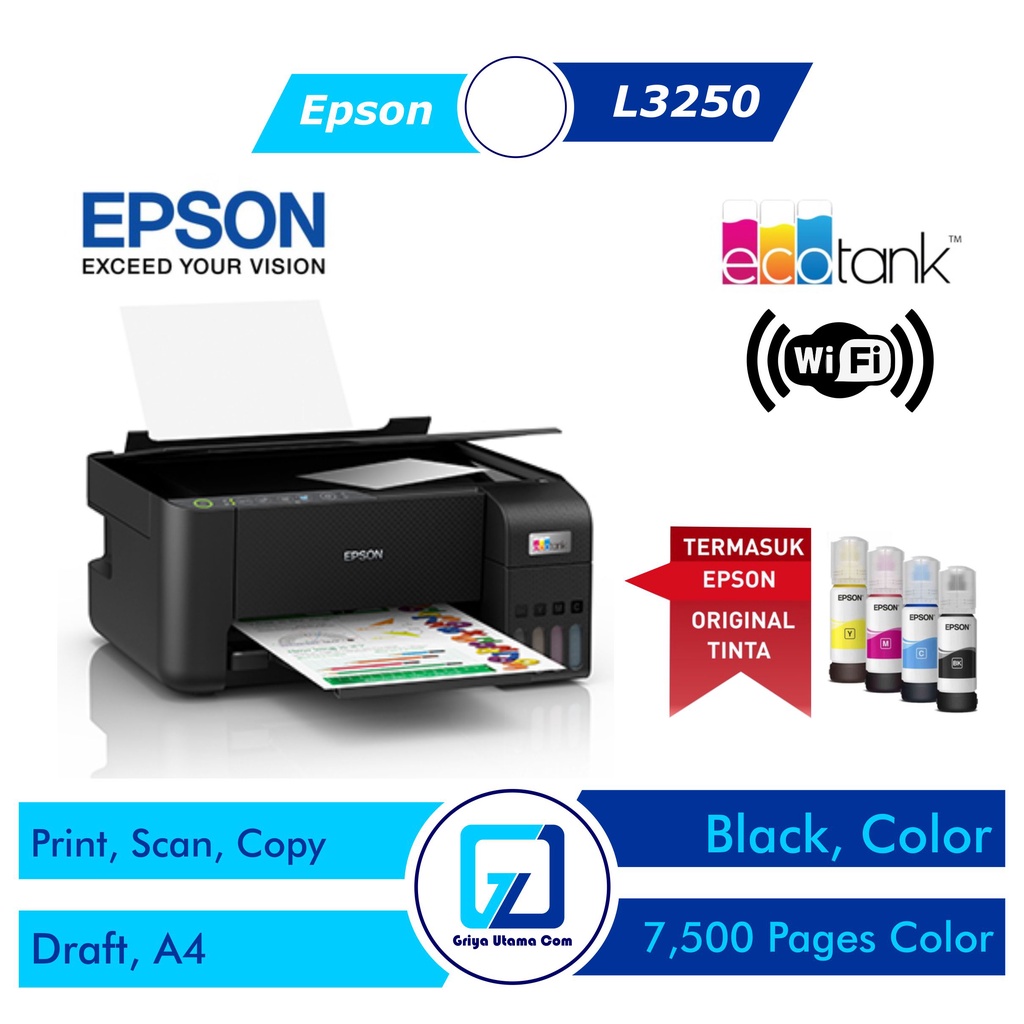 Printer EPSON L3250 L-3250 L 3250 WiFi wireless Pengganti EPSON L3150 Garansi Resmi EcoTank Original