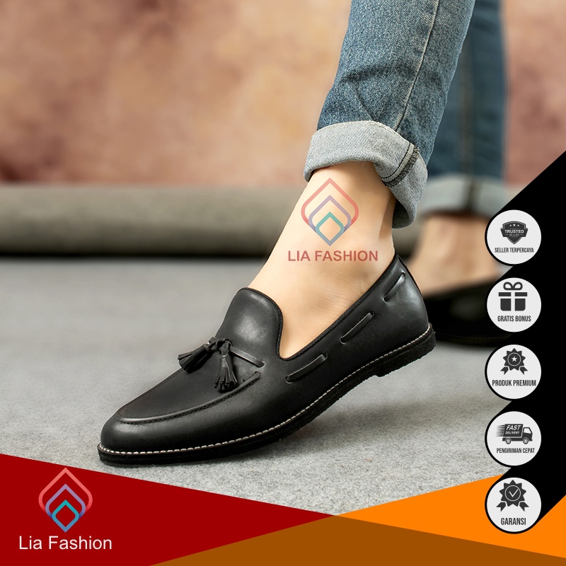 LIA X MURAKA - Sepatu Pantofel Pria kulit Asli - Loafers Cowok Acara Formal Kantoran Kondangan Lamar