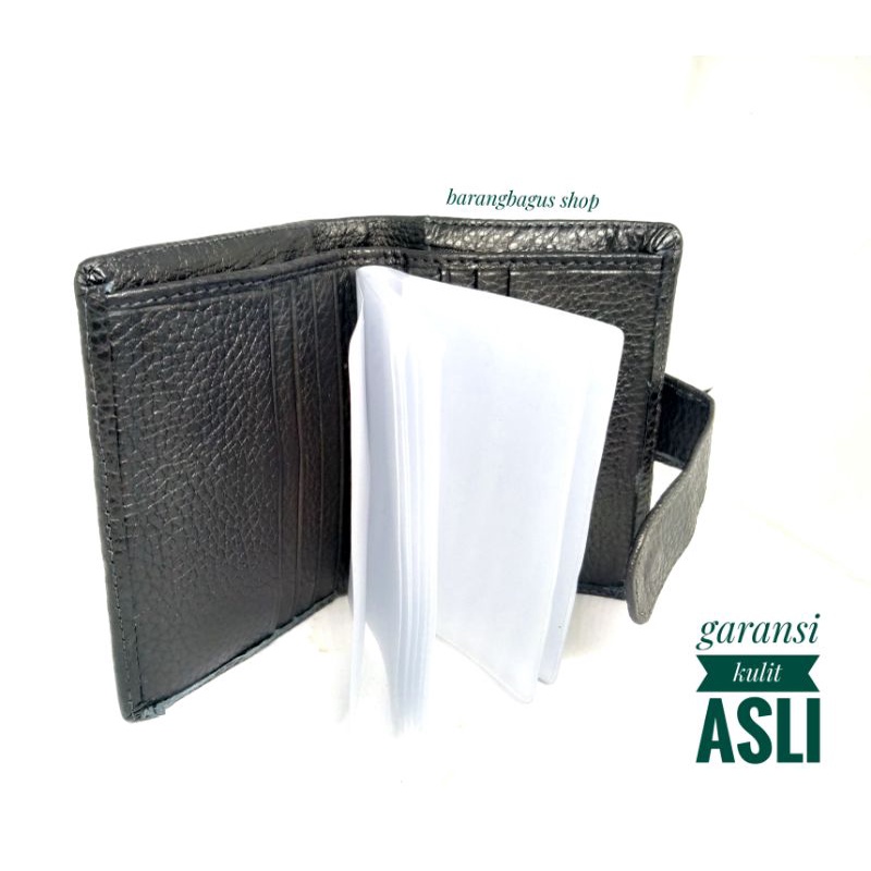 Dompet tempat kartu nama card holder kulit asli polos tanpa merk logo