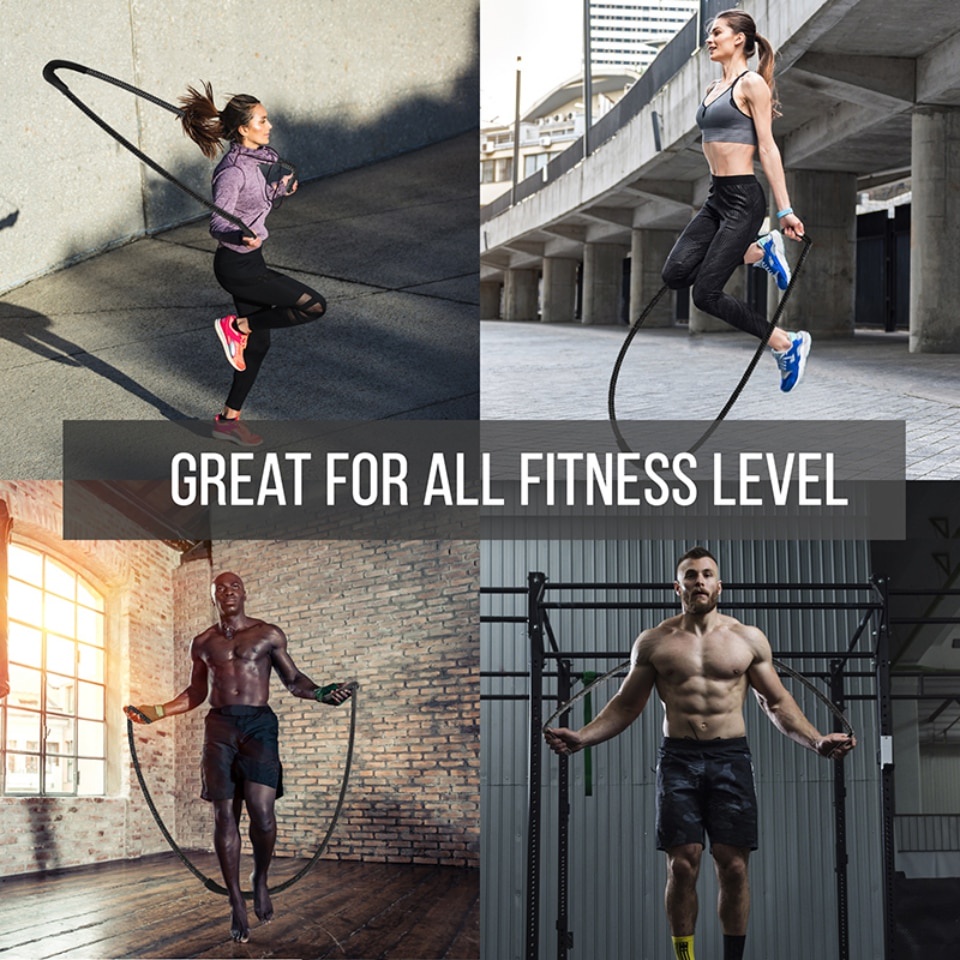 YAFITYES Tali Skipping Kelas Berat 1.3KG Melatih Otot Tangan dan Kaki sekaligus, Lompat Tali skiping Jump Rope Heavy Power Training 3m* 25mm Heavy Jump Rope Crossfit Weighted Battle Skipping Ropes Power Improve Training Fitness Home Gym Equipment