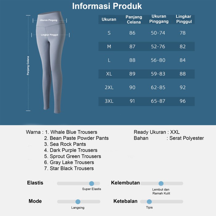 Celana Legging Wanita Panjang Celana yoga Bahan Serat Polyster XXL