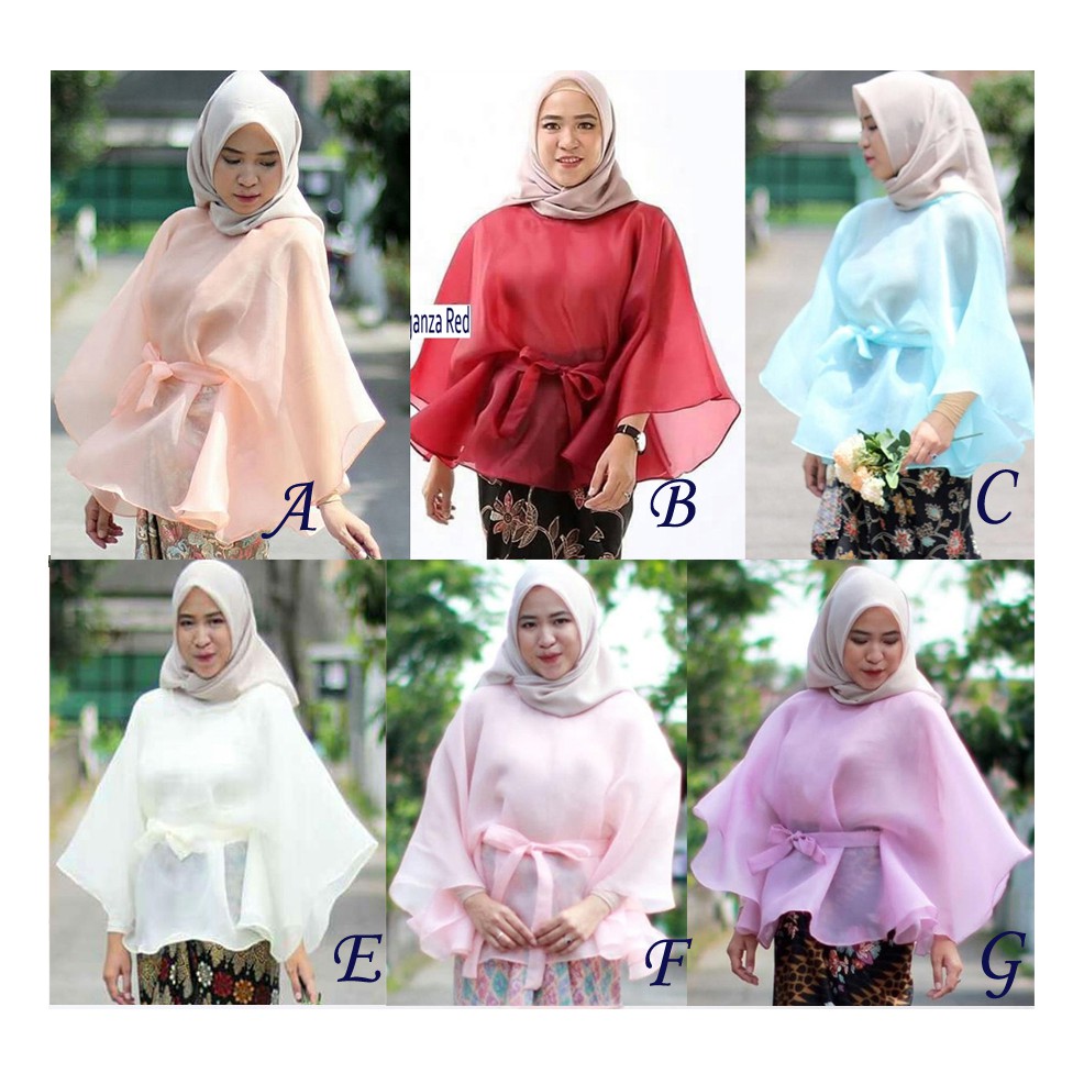 Atasan Kebaya Modern Organza Aneka Pilihan Warna