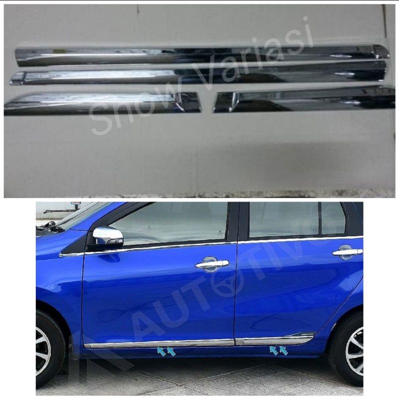 List Lis Side Body Molding Samping Bawah Calya Sigra 2016 2018 2020 2021 Elegant Chrome