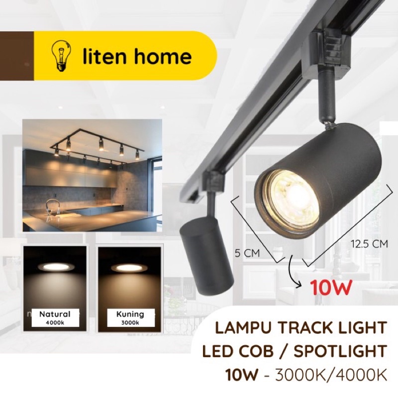 Jual LITEN Lampu LED Track Light Lampu Rel Tracklight Spotlight 10w 10