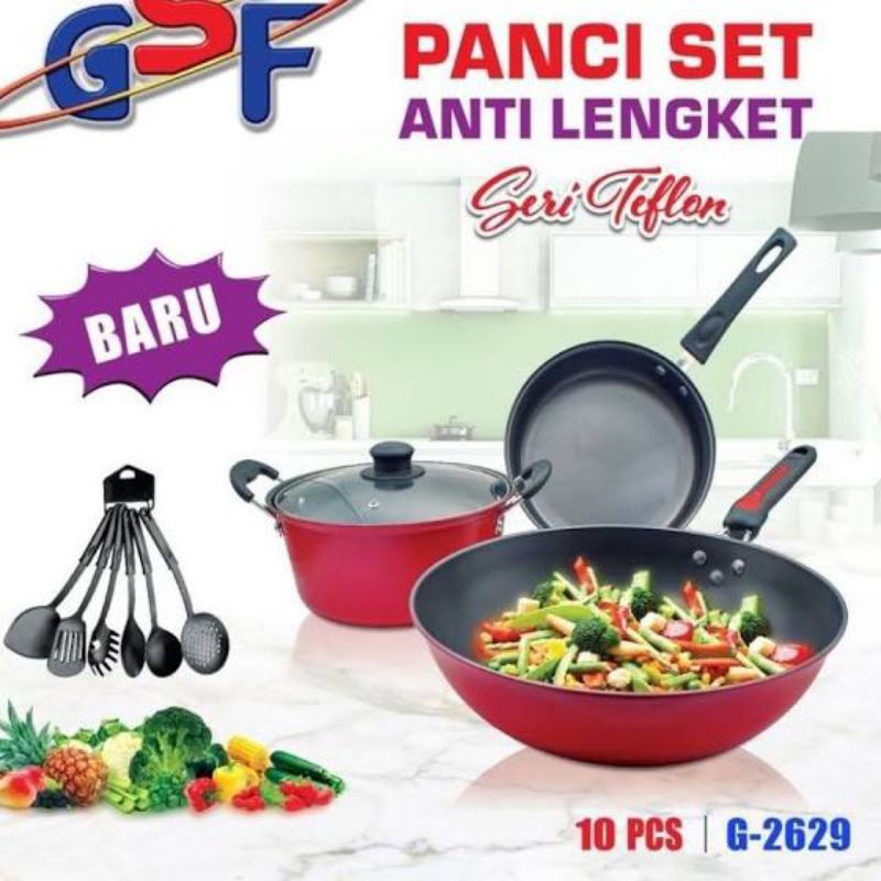 SET PANCI WAJAN SPATULA ANTI PANAS LENGKET