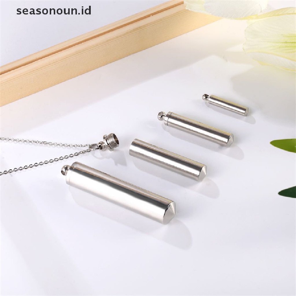 Kalung Liontin Bentuk Botol Kremasi Silinder Bahan Stainless Steel