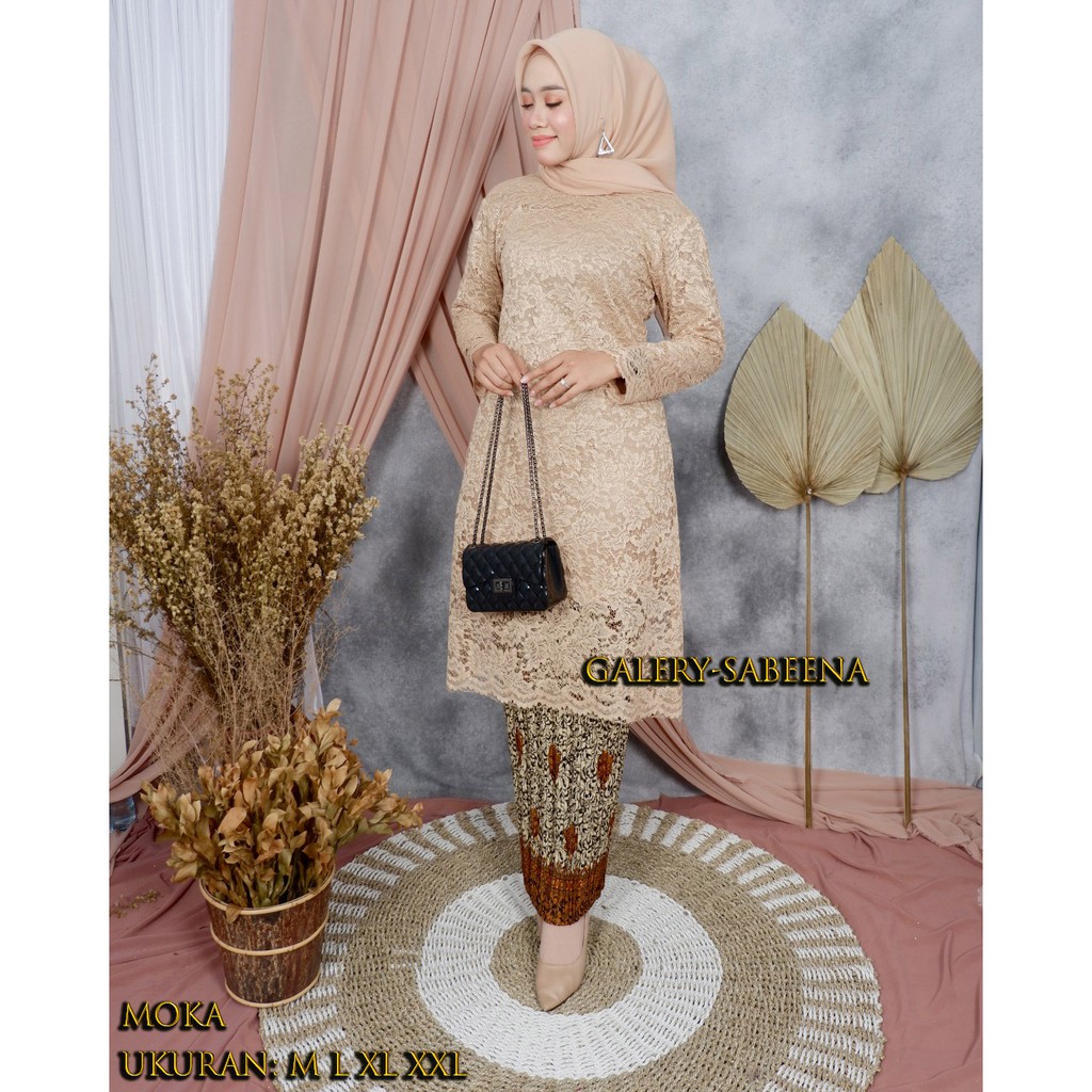 Kebaya Moderen Set Rok Plisket Kebaya Brokat / Kebaya Wisuda / Kebaya Pesta Tunik Brokat COD