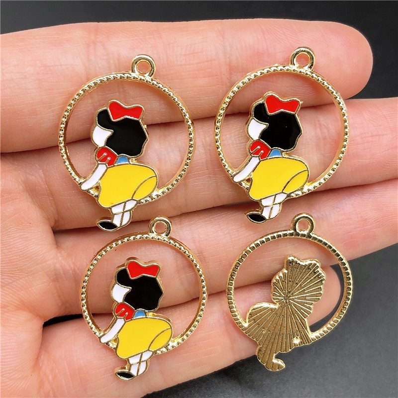 4pcs Liontin Enamel Bentuk Hewan Kelinci Bahan Alloy Untuk Membuat Perhiasan Charms