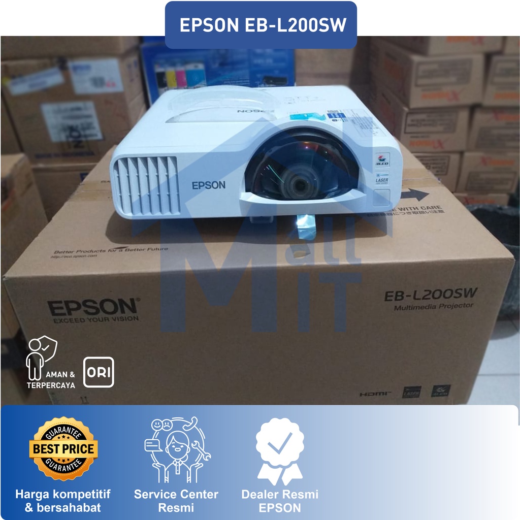 (PACKING KAYU) PROYEKTOR LASER EPSON EB-L200SW EBL200SW L200SW L200 WXGA SHORT THROW