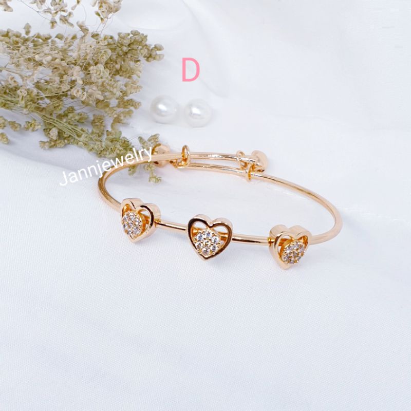 Gelang bangle bola ukir bell permata zircon all size bisa diatur sesuai tangan HY