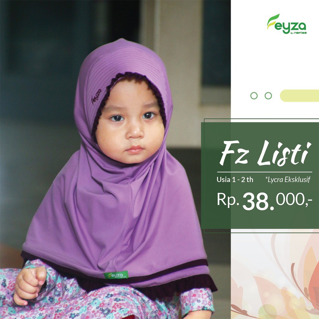 Jilbab Instan Anak Feyza Listi | Hijab Instan Bergo Anak Kerudung Pet Anak Usia 1-2 Tahun