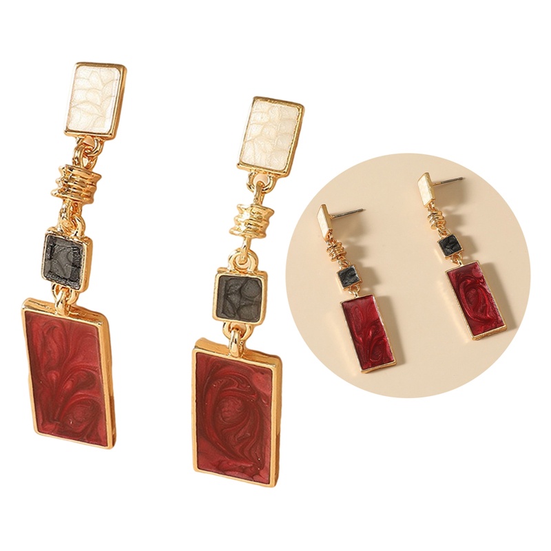 Anting Tusuk Bentuk Persegi Panjang Geometris Bahan 925 Silver Gaya Korea Untuk Wanita