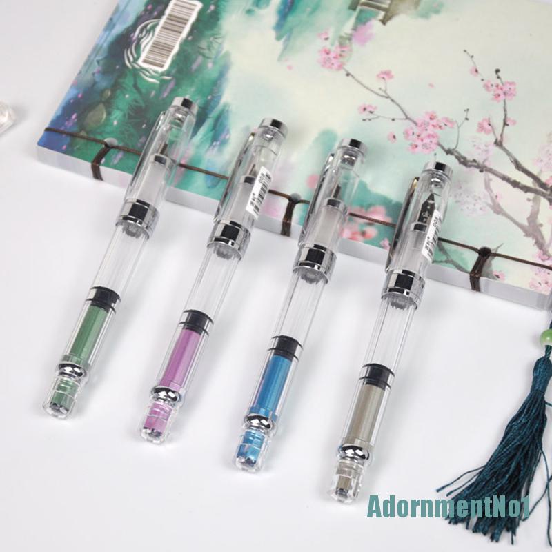 [AdornmentNo1]Colorful Wing Sung 3008 Piston Transparent Wingsung Fountain Pen Golden EF/F Nib