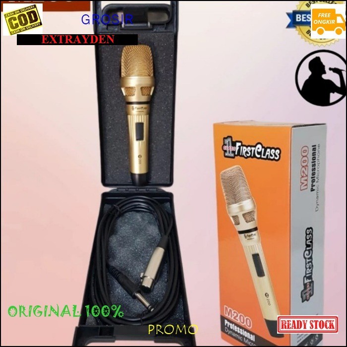 G521 First class Mic kabel dynamic ORIGINAL Microphone besi metal profesional firstclass pro sing cable karaoke vocal audio sound mik pengeras suara mikrophone EMAS golden G521   Bisa buat segala jenis audio sound  WARNA EMAS  Langsung nyala. Tidak menggu