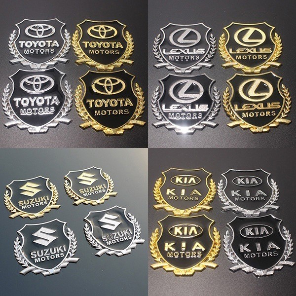 2Pcs Stiker Emblem / Badge Metal 3D Untuk Jendela Samping Mobil Toyota Honda Nissan VIP Mazda