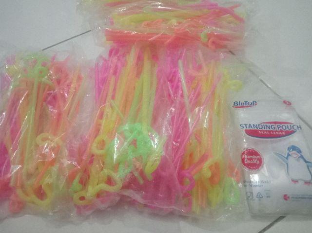 Paket Standing Pouch Um 9 X 15 Plus Sedotan Funky ( 50 Pc )