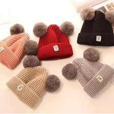 TOPI KUPLUK RAJUT DC POMPOM BULU TOPI BULU WOOL UNTUK ANAK