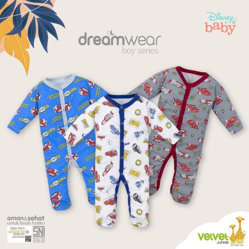 Sleepsuit Velvet Dreamwear Baju Tidur Baby boy cowok Laki Piyama Bayi Jumper Panjang Tutup Kaki 3 6 9 Bulan