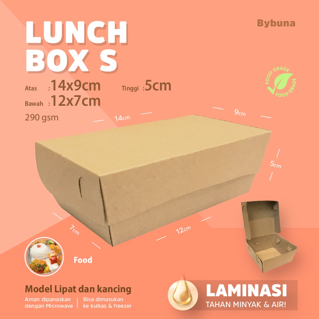 DUS LUNCH BOX S  / SMALL KRAFT PAPER LAMINASI KOTAK MAKANAN NASI