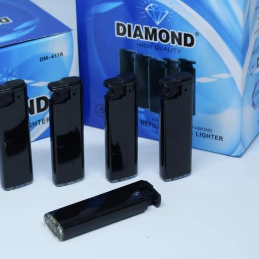 ➶ Korek Gas Bara Polos Hitam Diamond 417BLACK 50pcs ➨