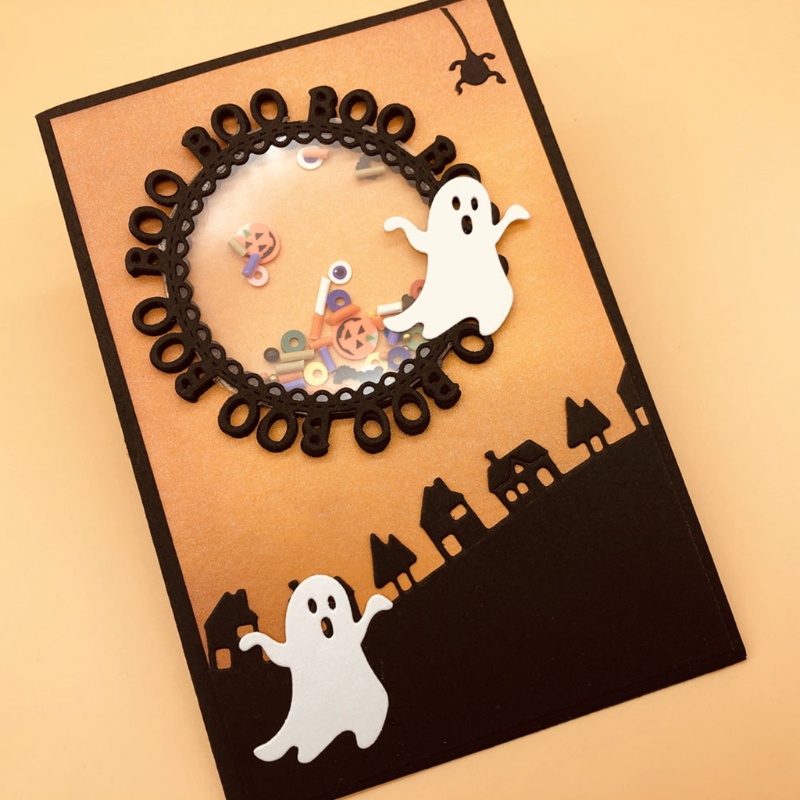 Zzz Cetakan Stensil Cutting Dies Motif Hantu / Labu Halloween Bahan Metal Untuk Scrapbook / Craft DIY