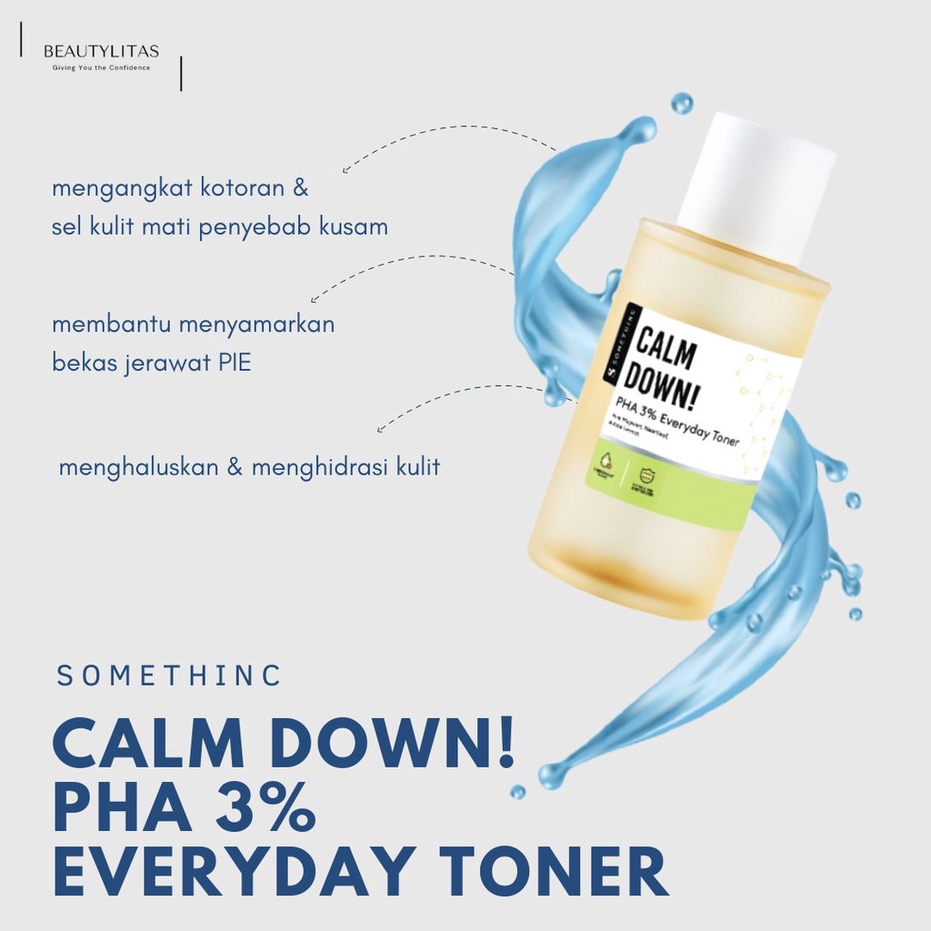 SOMETHINC Calm Down! PHA 3% Everyday Toner 40ml &amp; 100ml - Toner Menenangkan &amp; Mencerahkan kulit