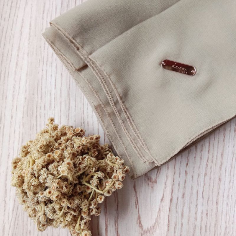 HIJAB SEGI EMPAT POLOS FATIMAH HIJAB POLLYCOTTON | BELLA SQUARE PREMIUM KERUDUNG POLOS-Peanut
