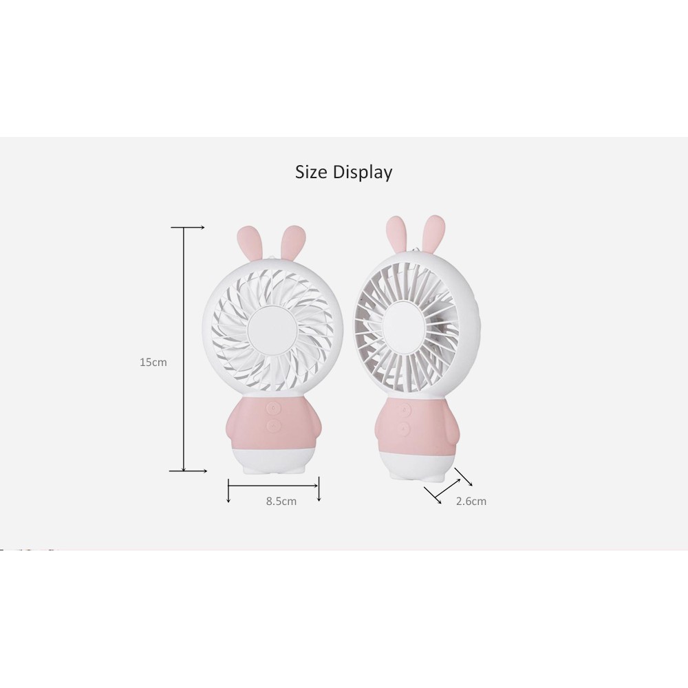 Hand Fan Rabbit Mini Ling Long Portable HJ-5031 / Kipas Angin Kecil Light Charger USB Motif Kelinci