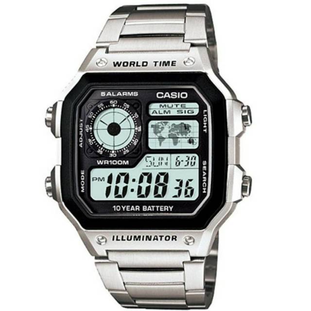 [ORIGINAL] Jam Tangan Casio Pria - Stainless - Silver - AE-1200WHD-1AVDF