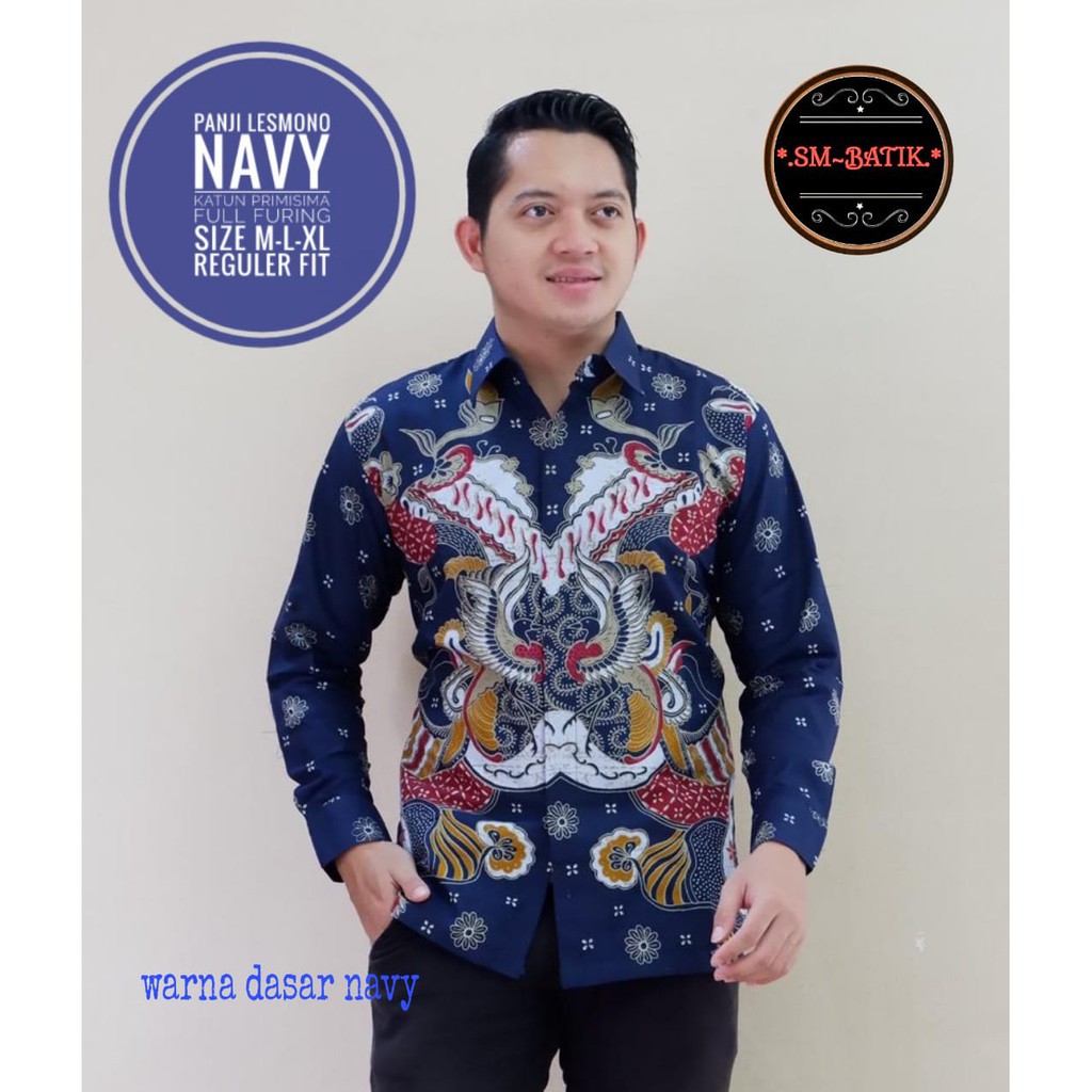 PANJI LEMONO NAVY SM BATIKSOLOAMANAH BAJU KEMEJA BATIK SOLO PRIA LENGAN PANJANG PENDEK LAPIS FURING ATASAN BATIK PREMIUM MODERN KATUN HALUS CENDRAWASIH KUNING CENDRAWASIH UNGU BANGAU LEMON WISAKA MERAH PARANG KAWIBAWAN PERMANA MERAH BANGAU LEMON PANJI KLA