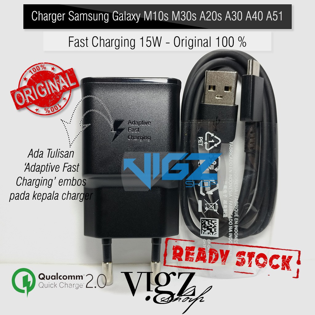 Charger Samsung Galaxy A32 5G M10s M30s A20s A30 A40 A51 Fast Charging 15W Original 100%-1