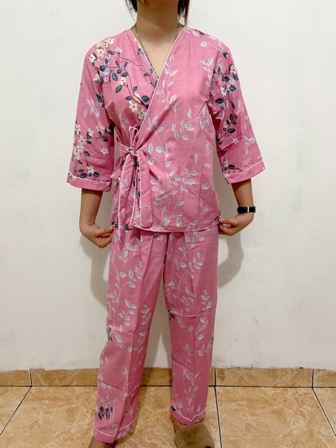 JC- Set piyama Kimono premium 7/8 / Kimono set kekinian / Piyama wanita murah