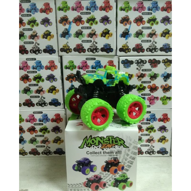Monster Zap Mainan Mobil Jip Zap Off Road 4 Drive Inertial Bigfoot JEEP TOYS 360 derajat-MOBIL HIJAU