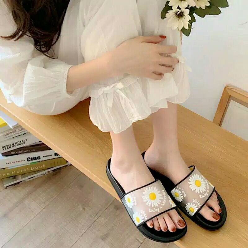 sendal slop wanita kokop jelly bunga