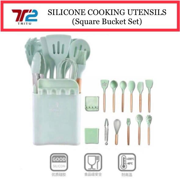 SILICONE UTENSIL SET SPATULA SILIKON SUTIL KITCHEN SET TRITU 13 PCS