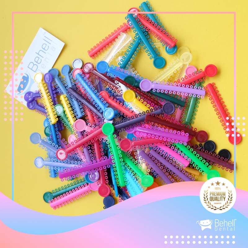 ORIGINAL &amp; PREMIUM Karet Behel Power O Motif Bulat Ring Untuk Bracket Permanen / Lepas Pasang PERPICS / Ligature Ties Behelldental Super Tebal Kuat Awet Aman dan Steril