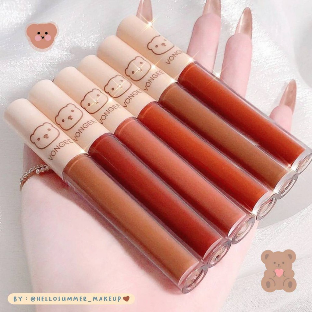 [ORI THAILAND]  Vongee Strawberry Cover Bear Matte Lipglaze / Matte Lipstick Set