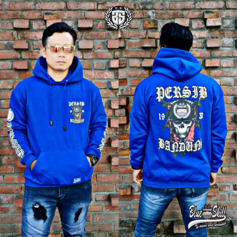 Jaket sweater hoodie persib / sweater jaket persib 1933 bandung / jaket persib bahan fleece sablon plastisol pria dan wanita / sweater originalblueskill