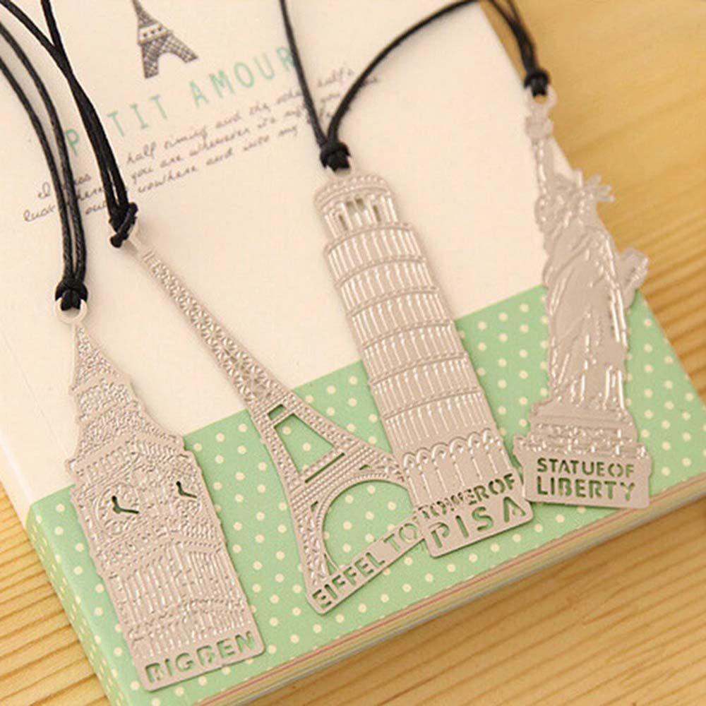 Lanfy Big Ben Bookmark Hadiah Guru Perlengkapan Belajar Klip Kertas Bangunan Pemodelan Tanda Buku Vintage Menara Eiffel