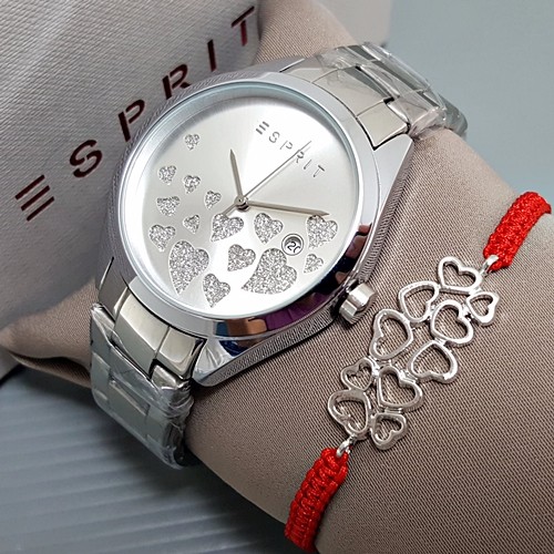 Jam Tangan Esprit Murah: Jam Tangan Wanita / Cewek Esprit Paket Rantai Silver B_SWH