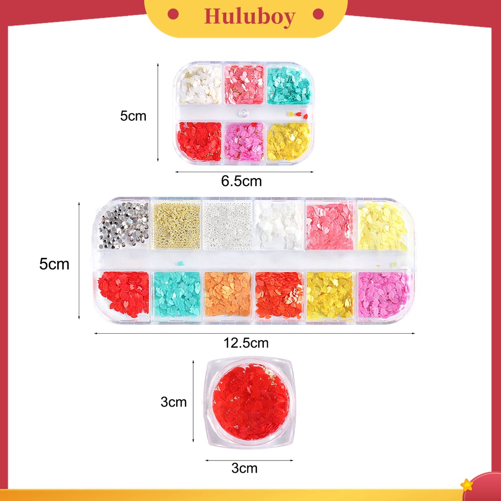 Huluboy Huluboy♡ 1 Kotak Daun Bunga Sakura Bahan Resin Tahan Air Untuk Dekorasi Nail Art