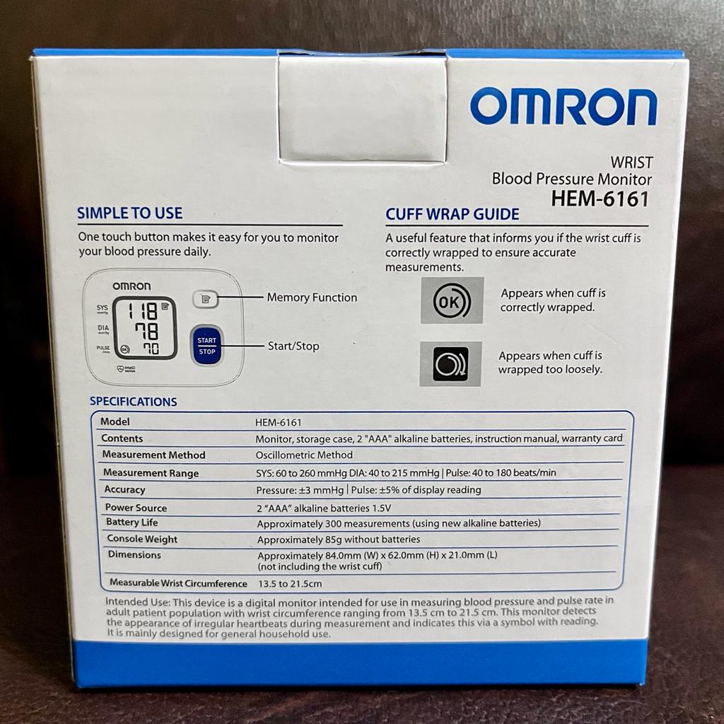 TENSIMETER DIGITAL PERGELANGAN TANGAN OMRON HEM 6161 / OMRON WRIST BLOOD PRESSURE MONITOR HEM 6161