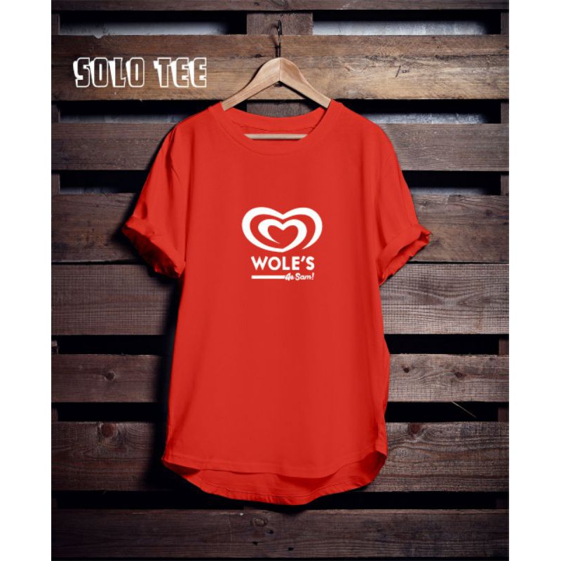 Kaos Baju Cowok Cewek Gambar Plesetan LOGO WOLES