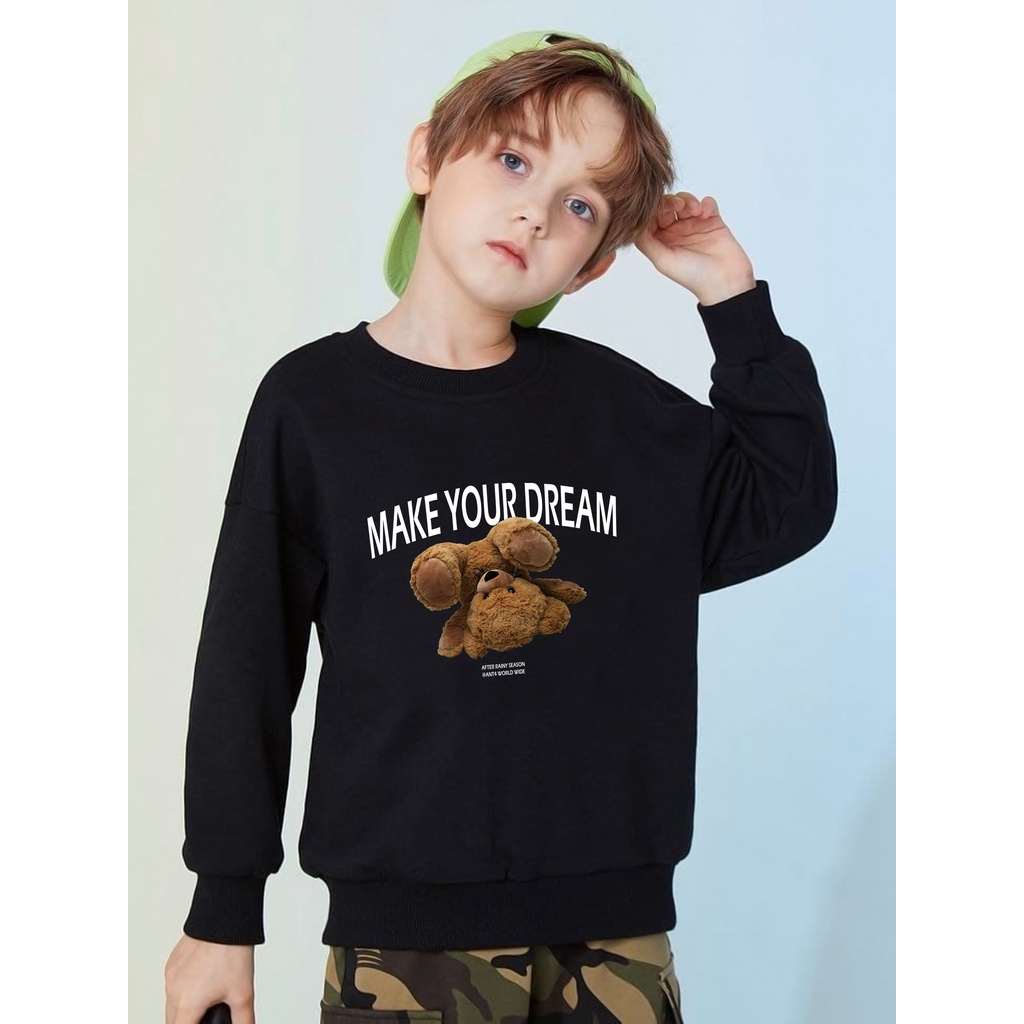 sweater anak warna hitam usia 7 8 9 10 11 12 tahun / jaket switer crewneck anak laki laki perempuan best seller terbaru