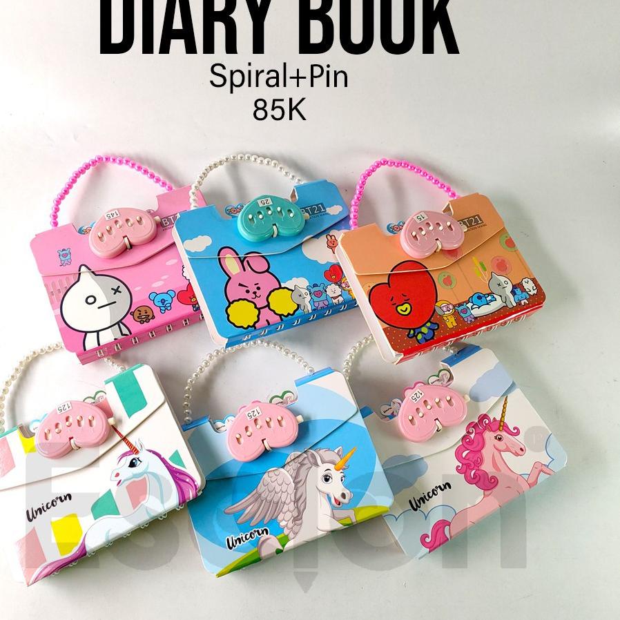 

[KODE MKWKU] Diary Spiral Password PIN / Diary tas fancy / diary karakter 85K