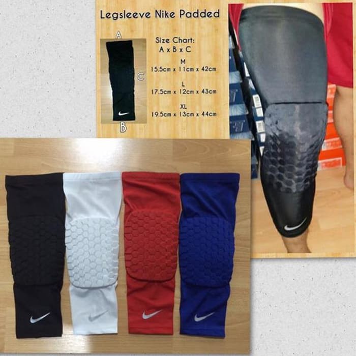 Legsleeve Padded Long ( Legpad Panjang ) Nike Hitam Putih Merah Biru