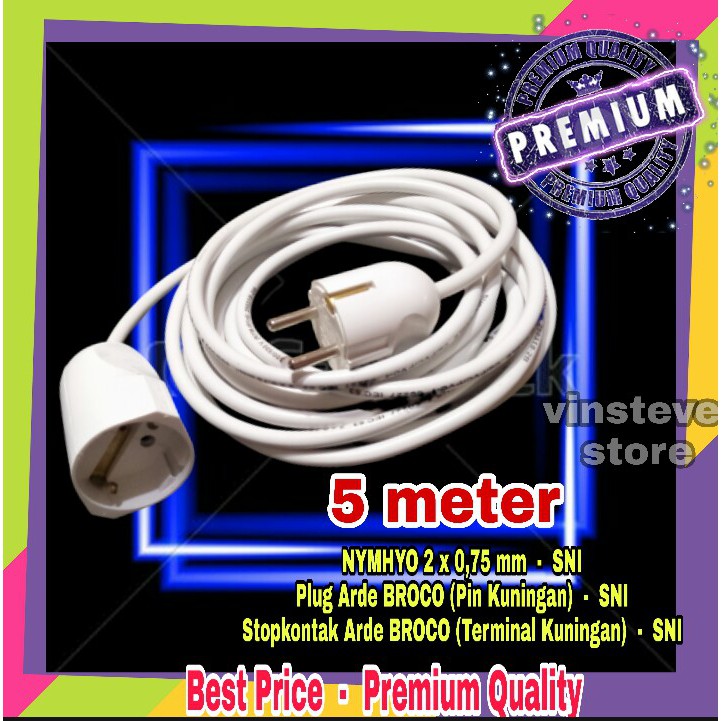 Stop Kontak Kabel BROCO 1 Lubang 5 Meter